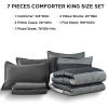 imageAndency Full Size Comforter Set Sage Green  7 Pieces Green Striped Lightweight Bed in a Bag Soft Microfiber Reversible Bedding Set with Comforter Fitted ampamp Flat Sheet Pillowcases ampamp Shams02  Black White