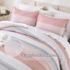 imageAndency Full Size Comforter Set Sage Green  7 Pieces Green Striped Lightweight Bed in a Bag Soft Microfiber Reversible Bedding Set with Comforter Fitted ampamp Flat Sheet Pillowcases ampamp Shams05  Pink