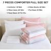 imageAndency Full Size Comforter Set Sage Green  7 Pieces Green Striped Lightweight Bed in a Bag Soft Microfiber Reversible Bedding Set with Comforter Fitted ampamp Flat Sheet Pillowcases ampamp Shams05  Pink