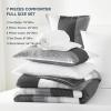 imageAndency Full Size Comforter Set Sage Green  7 Pieces Green Striped Lightweight Bed in a Bag Soft Microfiber Reversible Bedding Set with Comforter Fitted ampamp Flat Sheet Pillowcases ampamp Shams09  Dark Grey