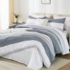 imageAndency Full Size Comforter Set Sage Green  7 Pieces Green Striped Lightweight Bed in a Bag Soft Microfiber Reversible Bedding Set with Comforter Fitted ampamp Flat Sheet Pillowcases ampamp Shams06  Light Grey