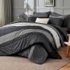 imageAndency Full Size Comforter Set Sage Green  7 Pieces Green Striped Lightweight Bed in a Bag Soft Microfiber Reversible Bedding Set with Comforter Fitted ampamp Flat Sheet Pillowcases ampamp Shams02  Black White