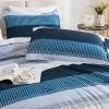 imageAndency Full Size Comforter Set Sage Green  7 Pieces Green Striped Lightweight Bed in a Bag Soft Microfiber Reversible Bedding Set with Comforter Fitted ampamp Flat Sheet Pillowcases ampamp Shams04  Navy Blue