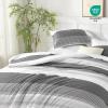 imageAndency Full Size Comforter Set Sage Green  7 Pieces Green Striped Lightweight Bed in a Bag Soft Microfiber Reversible Bedding Set with Comforter Fitted ampamp Flat Sheet Pillowcases ampamp Shams09  Dark Grey