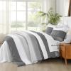 imageAndency Full Size Comforter Set Sage Green  7 Pieces Green Striped Lightweight Bed in a Bag Soft Microfiber Reversible Bedding Set with Comforter Fitted ampamp Flat Sheet Pillowcases ampamp Shams09  Dark Grey