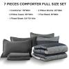 imageAndency Full Size Comforter Set Sage Green  7 Pieces Green Striped Lightweight Bed in a Bag Soft Microfiber Reversible Bedding Set with Comforter Fitted ampamp Flat Sheet Pillowcases ampamp Shams02  Black White
