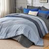 imageAndency Full Size Comforter Set Sage Green  7 Pieces Green Striped Lightweight Bed in a Bag Soft Microfiber Reversible Bedding Set with Comforter Fitted ampamp Flat Sheet Pillowcases ampamp Shams03  Blue Grey