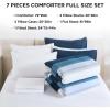 imageAndency Full Size Comforter Set Sage Green  7 Pieces Green Striped Lightweight Bed in a Bag Soft Microfiber Reversible Bedding Set with Comforter Fitted ampamp Flat Sheet Pillowcases ampamp Shams04  Navy Blue