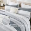 imageAndency Full Size Comforter Set Sage Green  7 Pieces Green Striped Lightweight Bed in a Bag Soft Microfiber Reversible Bedding Set with Comforter Fitted ampamp Flat Sheet Pillowcases ampamp Shams06  Light Grey