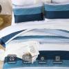 imageAndency Full Size Comforter Set Sage Green  7 Pieces Green Striped Lightweight Bed in a Bag Soft Microfiber Reversible Bedding Set with Comforter Fitted ampamp Flat Sheet Pillowcases ampamp Shams04  Navy Blue