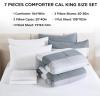 imageAndency Full Size Comforter Set Sage Green  7 Pieces Green Striped Lightweight Bed in a Bag Soft Microfiber Reversible Bedding Set with Comforter Fitted ampamp Flat Sheet Pillowcases ampamp Shams06  Light Grey