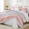 imageAndency Full Size Comforter Set Sage Green  7 Pieces Green Striped Lightweight Bed in a Bag Soft Microfiber Reversible Bedding Set with Comforter Fitted ampamp Flat Sheet Pillowcases ampamp Shams05  Pink