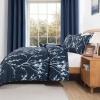 imageAndency Green Quilt Queen Size 96x90 Inch 3 Pieces Floral Lightweight Bedspread Microfiber Reversible Flower Quilted Coverlet with 2 Pillowcases for Men WomenNavy