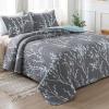 imageAndency Green Quilt Queen Size 96x90 Inch 3 Pieces Floral Lightweight Bedspread Microfiber Reversible Flower Quilted Coverlet with 2 Pillowcases for Men WomenGrey Blue