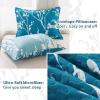 imageAndency Green Quilt Queen Size 96x90 Inch 3 Pieces Floral Lightweight Bedspread Microfiber Reversible Flower Quilted Coverlet with 2 Pillowcases for Men WomenTeal
