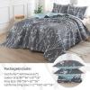 imageAndency Green Quilt Queen Size 96x90 Inch 3 Pieces Floral Lightweight Bedspread Microfiber Reversible Flower Quilted Coverlet with 2 Pillowcases for Men WomenGrey Blue