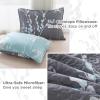 imageAndency Green Quilt Queen Size 96x90 Inch 3 Pieces Floral Lightweight Bedspread Microfiber Reversible Flower Quilted Coverlet with 2 Pillowcases for Men WomenGrey Blue