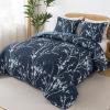 imageAndency Green Quilt Queen Size 96x90 Inch 3 Pieces Floral Lightweight Bedspread Microfiber Reversible Flower Quilted Coverlet with 2 Pillowcases for Men WomenNavy