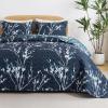 imageAndency Green Quilt Queen Size 96x90 Inch 3 Pieces Floral Lightweight Bedspread Microfiber Reversible Flower Quilted Coverlet with 2 Pillowcases for Men WomenNavy