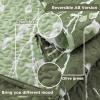 imageAndency Green Quilt Queen Size 96x90 Inch 3 Pieces Floral Lightweight Bedspread Microfiber Reversible Flower Quilted Coverlet with 2 Pillowcases for Men WomenGreen
