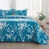 imageAndency Green Quilt Queen Size 96x90 Inch 3 Pieces Floral Lightweight Bedspread Microfiber Reversible Flower Quilted Coverlet with 2 Pillowcases for Men WomenTeal