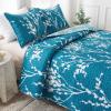 imageAndency Green Quilt Queen Size 96x90 Inch 3 Pieces Floral Lightweight Bedspread Microfiber Reversible Flower Quilted Coverlet with 2 Pillowcases for Men WomenTeal