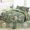 imageAndency Green Quilt Queen Size 96x90 Inch 3 Pieces Floral Lightweight Bedspread Microfiber Reversible Flower Quilted Coverlet with 2 Pillowcases for Men WomenGreen