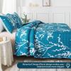 imageAndency Green Quilt Queen Size 96x90 Inch 3 Pieces Floral Lightweight Bedspread Microfiber Reversible Flower Quilted Coverlet with 2 Pillowcases for Men WomenTeal
