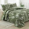 imageAndency Green Quilt Queen Size 96x90 Inch 3 Pieces Floral Lightweight Bedspread Microfiber Reversible Flower Quilted Coverlet with 2 Pillowcases for Men WomenGreen