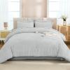 imageAndency King Size Comforter Set 7 Pieces Dark Emerald Green  Bed in a Bag King Boho Lightweight Fluffy Tufted Bedding Sets with Quilt Comforter Sheets Pillowcases ampamp ShamsLight Grey