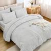 imageAndency King Size Comforter Set 7 Pieces Dark Emerald Green  Bed in a Bag King Boho Lightweight Fluffy Tufted Bedding Sets with Quilt Comforter Sheets Pillowcases ampamp ShamsLight Grey