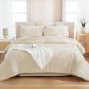imageAndency King Size Comforter Set 7 Pieces Dark Emerald Green  Bed in a Bag King Boho Lightweight Fluffy Tufted Bedding Sets with Quilt Comforter Sheets Pillowcases ampamp ShamsBeige