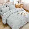 imageAndency King Size Comforter Set 7 Pieces Dark Emerald Green  Bed in a Bag King Boho Lightweight Fluffy Tufted Bedding Sets with Quilt Comforter Sheets Pillowcases ampamp ShamsLight Grey