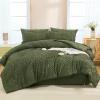 imageAndency King Size Comforter Set 7 Pieces Dark Emerald Green  Bed in a Bag King Boho Lightweight Fluffy Tufted Bedding Sets with Quilt Comforter Sheets Pillowcases ampamp ShamsOlive Green