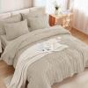 imageAndency King Size Comforter Set 7 Pieces Dark Emerald Green  Bed in a Bag King Boho Lightweight Fluffy Tufted Bedding Sets with Quilt Comforter Sheets Pillowcases ampamp ShamsOatmeal