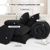 imageAndency King Size Comforter Set 7 Pieces Dark Emerald Green  Bed in a Bag King Boho Lightweight Fluffy Tufted Bedding Sets with Quilt Comforter Sheets Pillowcases ampamp ShamsBlack