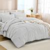 imageAndency King Size Comforter Set 7 Pieces Dark Emerald Green  Bed in a Bag King Boho Lightweight Fluffy Tufted Bedding Sets with Quilt Comforter Sheets Pillowcases ampamp ShamsLight Grey