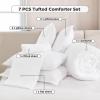 imageAndency King Size Comforter Set 7 Pieces Dark Emerald Green  Bed in a Bag King Boho Lightweight Fluffy Tufted Bedding Sets with Quilt Comforter Sheets Pillowcases ampamp ShamsWhite