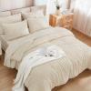imageAndency King Size Comforter Set 7 Pieces Dark Emerald Green  Bed in a Bag King Boho Lightweight Fluffy Tufted Bedding Sets with Quilt Comforter Sheets Pillowcases ampamp ShamsBeige