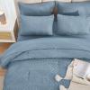 imageAndency King Size Comforter Set 7 Pieces Dark Emerald Green  Bed in a Bag King Boho Lightweight Fluffy Tufted Bedding Sets with Quilt Comforter Sheets Pillowcases ampamp ShamsGrayish Blue