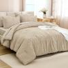 imageAndency King Size Comforter Set 7 Pieces Dark Emerald Green  Bed in a Bag King Boho Lightweight Fluffy Tufted Bedding Sets with Quilt Comforter Sheets Pillowcases ampamp ShamsKhaki