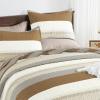 imageAndency Queen Quilt Bedding Set Beige 3 Pieces Patchwork Beige Striped Ultra Soft Lightweight Bedspreads Coverlets Set with 2 Pillow Shams for All Seasons 90quotx96quot34  Caramel