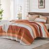 imageAndency Queen Quilt Bedding Set Beige 3 Pieces Patchwork Beige Striped Ultra Soft Lightweight Bedspreads Coverlets Set with 2 Pillow Shams for All Seasons 90quotx96quot10  Orange