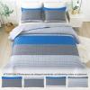 imageAndency Queen Quilt Bedding Set Beige 3 Pieces Patchwork Beige Striped Ultra Soft Lightweight Bedspreads Coverlets Set with 2 Pillow Shams for All Seasons 90quotx96quot07  Gray Blue