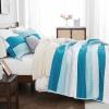 imageAndency Queen Quilt Bedding Set Beige 3 Pieces Patchwork Beige Striped Ultra Soft Lightweight Bedspreads Coverlets Set with 2 Pillow Shams for All Seasons 90quotx96quot04  Teal White