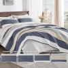imageAndency Queen Quilt Bedding Set Beige 3 Pieces Patchwork Beige Striped Ultra Soft Lightweight Bedspreads Coverlets Set with 2 Pillow Shams for All Seasons 90quotx96quot24  Yellow Blue