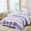 imageAndency Queen Quilt Bedding Set Beige 3 Pieces Patchwork Beige Striped Ultra Soft Lightweight Bedspreads Coverlets Set with 2 Pillow Shams for All Seasons 90quotx96quot15  Lavender