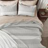 imageAndency Queen Quilt Bedding Set Beige 3 Pieces Patchwork Beige Striped Ultra Soft Lightweight Bedspreads Coverlets Set with 2 Pillow Shams for All Seasons 90quotx96quot20  Linen Grey