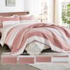 imageAndency Queen Quilt Bedding Set Beige 3 Pieces Patchwork Beige Striped Ultra Soft Lightweight Bedspreads Coverlets Set with 2 Pillow Shams for All Seasons 90quotx96quot23  Blush Pink