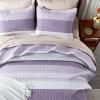 imageAndency Queen Quilt Bedding Set Beige 3 Pieces Patchwork Beige Striped Ultra Soft Lightweight Bedspreads Coverlets Set with 2 Pillow Shams for All Seasons 90quotx96quot22  Grayish Purple